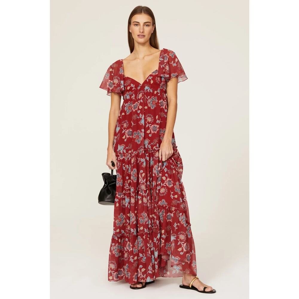Sachin & Babi Red Floral Kara Maxi‎ Dress Size 12 - Picture 6 of 14